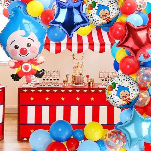 1set Cartoon Clown Plim Foil Balloons Set Children Happy Birthday Party clown Decorations Kids Toys Gift photo props