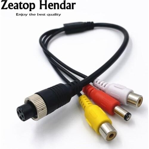 1Pcs M12 4Pin Aviation Female Plug to 2 RCA Female DC Male Extension Cable Adapter for CCTV Camera Security DVR Microphone 35CM