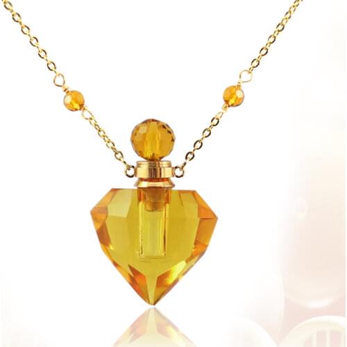 1PC Heart Crystal Vials Pendant Perfume Bottle Pendant Essential oil Charms Pendant Necklace for women