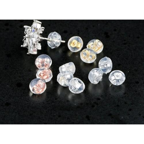 1 PACK 100% 925 Sterling Silver Earnut Earring Backs Hypoallergic Silica Gel Earplug Stoppers for DIY Fancy Jewelry Findings