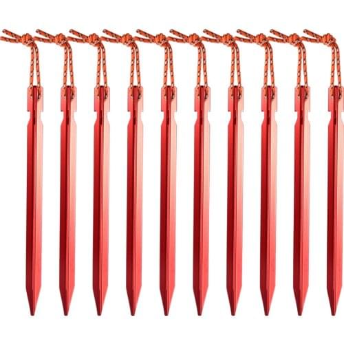 10Pcs/lot 18cm Aluminum Canopy Tri-beam Tent Pegs Garden Stakes Ground Nail Heavy Duty With Reflective Cord Hammock Camping