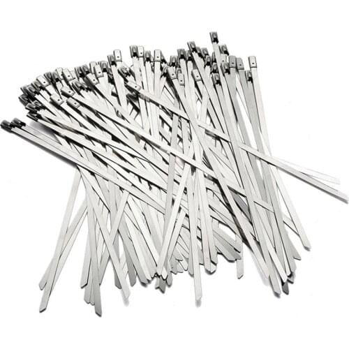 10PCS Stainless steel 304（A2） metal locking tie exhaust pipe joint cable duct interface tie 6.4X100-500MM