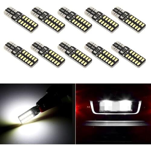 10Pcs T10 Led Canbus 4014 24 Smd 24 Led Bulbs 6000K Signal Lamp Dome Reading License Plate Light Car Interior Lights Auto 12V