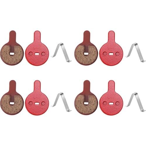 4 Pairs Bike Disc Brake Pads for BB8 NOVELA YINXING BOLIDS FOREVIR Resin Semi Metallic Brake Pads Bicycle Bike Repair Parts Red