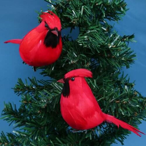 8Pcs Foam Feather Chubby Red Bird Artificial Cardinals Christmas Decoration Gardening Crafts Ornaments Simulated Birds Ornament