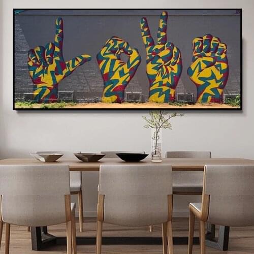 Abstract Graffiti Art Print Hands Gesture Pictures Canvas Painting Oil Painting Modern Wall Art Poster in Livingroom Decor Home