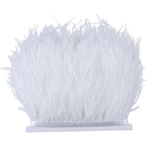 Wholesale 15M Natural White Ostrich Feathers Fringe Trim For Garment Decoration Accessories/Carnival/Wedding/Clothes/DIY Crafts
