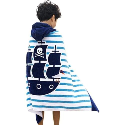 Large Children Bath Towel Cloak Boys And Girls Cartoon Hooded Bathrobe Cloak Can Wear Bath Towels Bathroom Set Kids Beach Towel