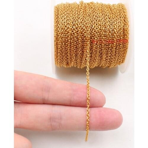 1.5mm / 1.8mm Thin Tiny Gold stainless steel Smooth Round Link Chain Jewelry finding Marking DIY Women