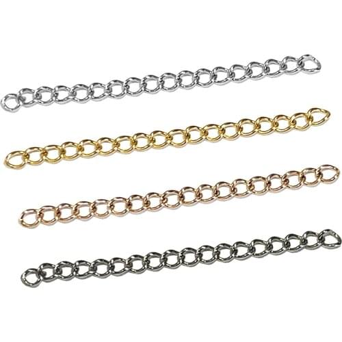 50pcs/lot 50mm Necklace Extender Chain Charm Bracelet Extended Chains Tails Extension For Jewelry Making Diy Findings Supplies