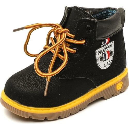 Childrens boots autumn winter Childrens lace Martin boots boys warm boots girls snow boots two-color baby shoes size 21-30