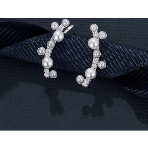 Elegant Tree Branch Shape Pearl Earrings Clip Dazzling Cz Women Engagement Wedding Graceful Accessories Fashion Earring Zk30