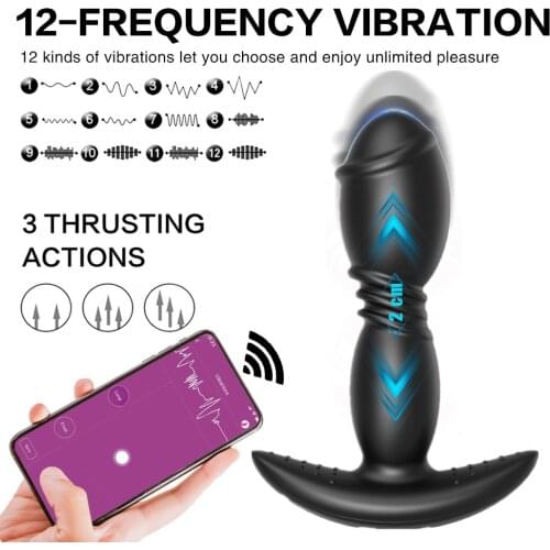 Dildo Vibrator Big Butt Plug Anal Vibrator Bluetooth Thrusting APP Control Male Prostate Massager Anus Sex Toy Vibrators for Men