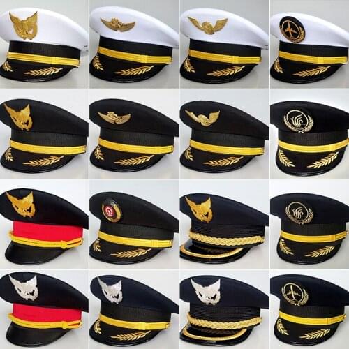 Airplane Cap Captain Uniform Big Brim Hat Aviation Cap Pilot Hat Civil Aviation Cap Security Big Cap Railway Big Cap 2020
