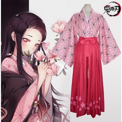 Demon Slayer: Kimetsu no Yaiba Cosplay Kamado Nezuko Kanroji Mitsuri Kimono Costume Uniform Halloween Party Kimonos