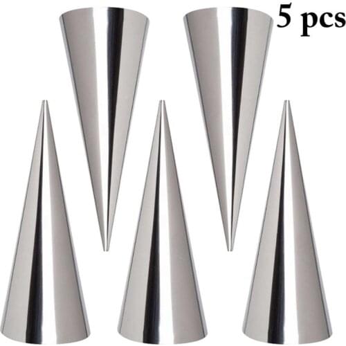 Kapmore 5Pcs/Set Baking Cones Stainless Steel Non-Stick Cream Horn Molds Cone Shape Molds DIY Baking Tools Accessories
