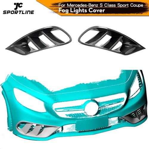 Fog Lights Cover Air Vent Frame For Mercedes-Benz S Class W222 S500 S550 Sport Coupe 2014-2017 Front Bumper Canards Carbon Fiber