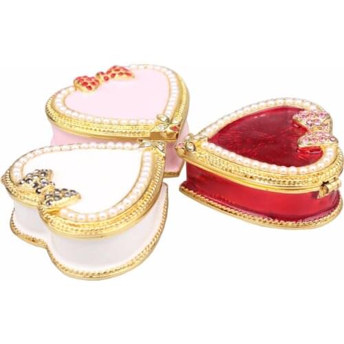 Mini Box Heart Shape w Bow Trinket & Jewelry Box Wedding Favor Gifts Novelty Jewelry Containers