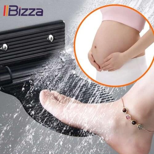 Shower Footstool Aluminium Black Silver Wall Mounted Bathroom Pedals Non-Slip Foot Rest Pedestal Elderly Pregnant Bath Stool