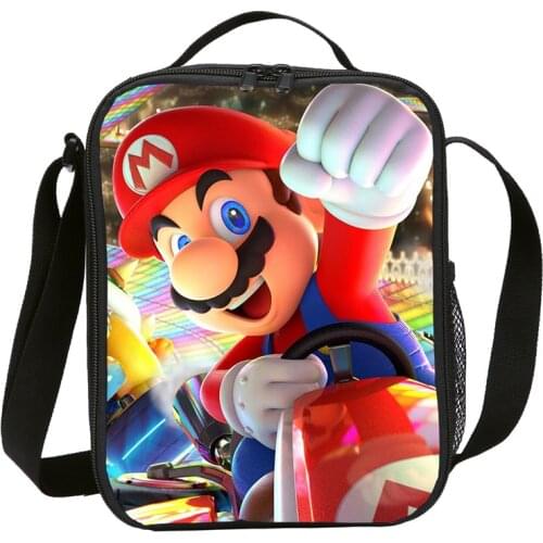 Super Mario Portable Thermal Lunch Bag For Boys Kids Girls Shoulder Food Picnic Cooler Bag Insulated Lunch Box Storage Container