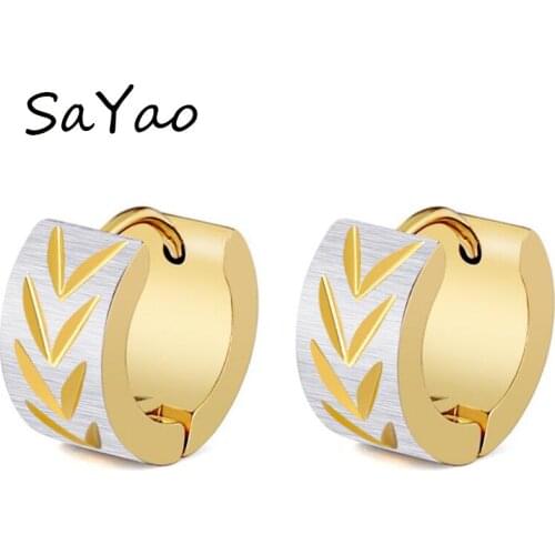 SaYao 2 Pieces Hairline Huggie Earrings Punk Love Round Circle Earring Stainless Steel Hoop Earring Jewelry for Women Men