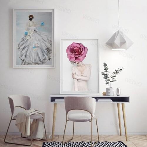 Nordic Wall Art Decor Holy White Gauze Figure Female Bride Canvas Painting Poster and Print Bed Room Decor