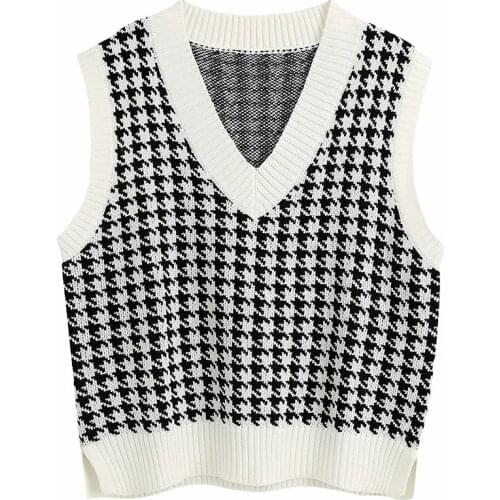 Sweater Vest 2020 Fashion Vintage Women Knitted Sweater Loose Female Waistcoat V Neck Sweater Sleeveless Tops Women Clothes S-L