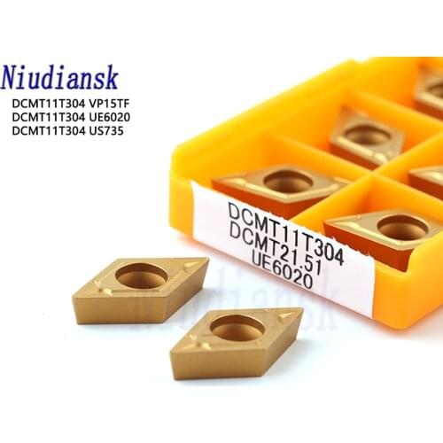 10Pcs DCMT 11T304 VP15TF UE6020 US735 Internal Turning Tool CNC Carbide Insert DCMT11T304 Carbide insert Lathe cutter Tool