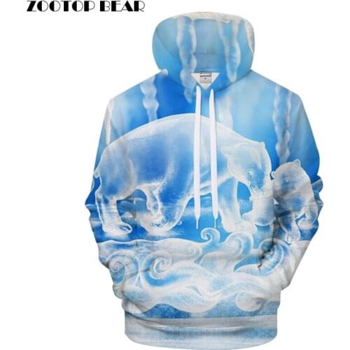 Bear Print Hoodies Men Hoody 3D Animal hoodie Streatwear Sweatshirt 6XL Tracksuit Pullover Coat 2018 Hip Hop Dropship ZOOTOPBEAR