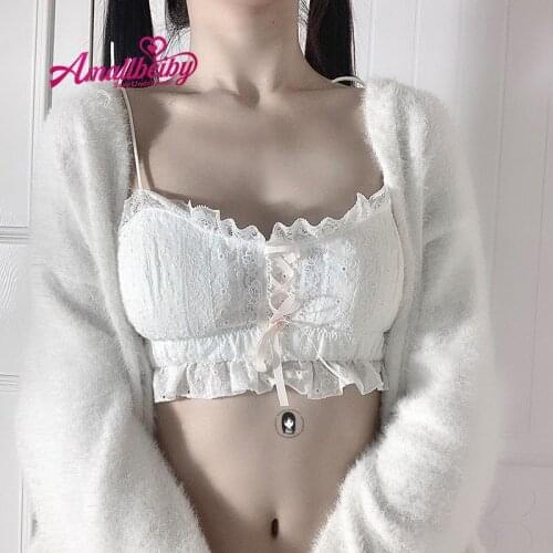 Thin Soft Adjustment Intimates Cotton Young Girl Underwear for Lady Bow Striped Sweet Cute Lolita Style Bra Set Lingerie Femme