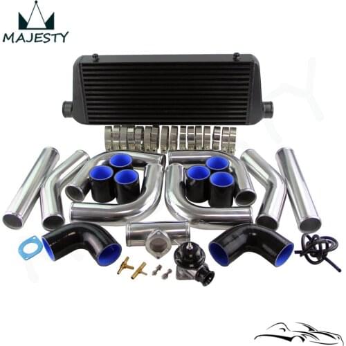 Universal 2.25" 550x230x65mm Intercooler +Aluminum Pipe Hose Kit+BOV Kit Blue/Black
