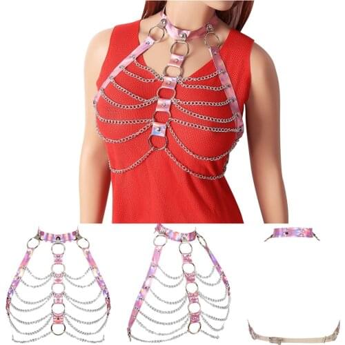 Harness Fashion Womens Belt Tops Punk Metal Chain Accessories Sword Belt Corset Pole Dance Rave Costume Sexy Lingerie Goth