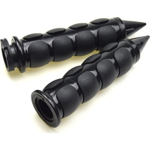 Black 1Pair 1'' 25mm Or 7/8'' 22mm Handle Motorcycle Custom Chrome Aluminum Hand Grips for Chopper Cruiser Handlebar
