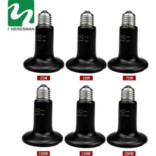 1 Pcs Reptile Thicker Infrared Ceramic Heat Lamp Pet Heater Snake Tortoises Lizard Heating Equipment Reptile Supplies 25-200