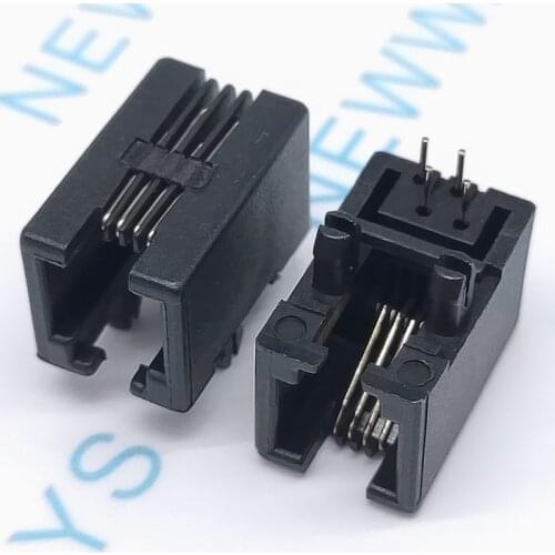 10Pcs/Lot Rj11 Socket Rj12 Telephone 90 Degrees 4Pin Crystal Female Rj95001-4P4C Socket