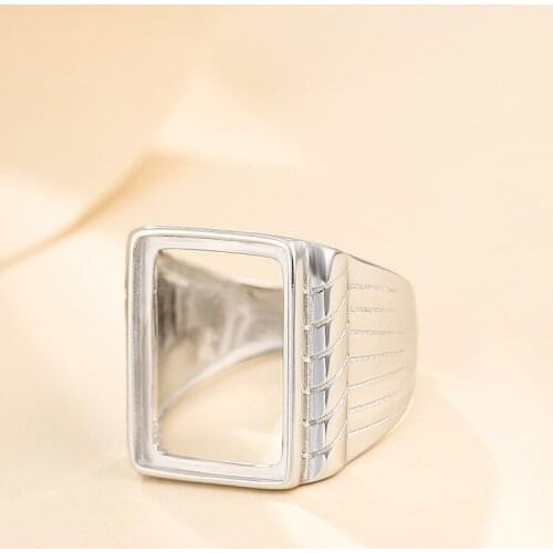 14*19mm 925 STERLING SILVER Semi Mount Bases Blanks base blank Pad men ring Setting jewelry findings (without stone) A5379
