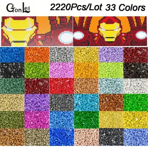 2220Pcs/lot MOC Brick 1x1 Plate Parts 33 Colors Choice Make QR Code & MOC Designers Blocks DIY Toy Kid Compatible with 3024