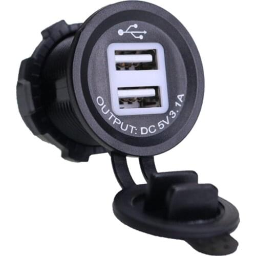 3.1A Waterproof Power Outlet Adapter Dual Port Car USB Charger with dustproof cover for 12-24V car bus motorcycle