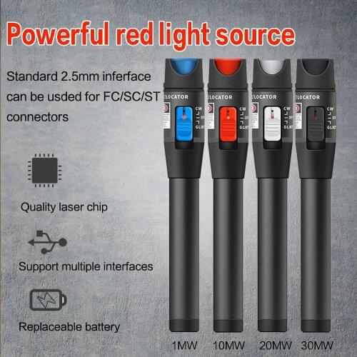 Free Shipping 650nm TL532 VFL Fiber Optic Red Source Visual Fault Locator 1mm 10mw 20mw 30mw Fiber Optic Cable Tester