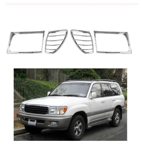 For Toyota Land Cruise 4500 LC100 FJ100 1998-2004 Head Light Lamp Cover Trim Frame Protector Sticker Car Styling Accessory 4PCS