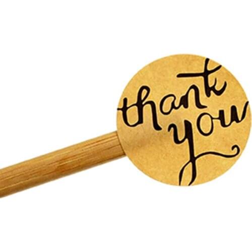 60pcs Vintage Kraft Paper Stickers Scrapbook Gift Stationery Label Stickers Handmade With Love Thank You For The Stickers 3.5cm