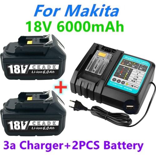 2021New BL1860 Rechargeable Battery 18V 6000mAh Lithium ion for Makita 18v Battery BL1840 BL1850 BL1830 BL1860B LXT 400+charger