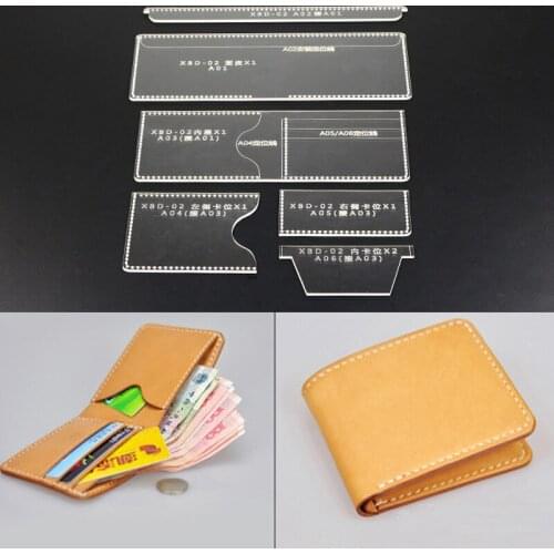 Acrylic Stencil Laser Cut Template DIY Small Card Holder Folding Wallet Sewing Pattern Leathercraft Tool Set 9.5x11x2cm