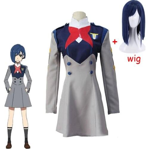 Anime DARLING in the FRANXX HIRO ICHIGO Zero Two MIKU KOKORO School Uniform Cosplay Costume Wig Sets Halloween Suit Outfit Wig