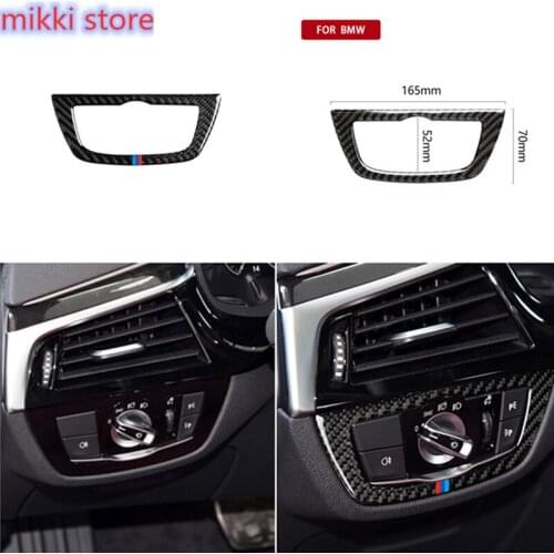 Car Stickers for BMW 5 Series G30 G38 528i 530i 540i Carbon Fiber Headlight Switch Buttons Decoration Frame Cover Decals