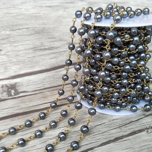 5 metres /lot Handcrafted chain jewelry Finding,pearl Beaded Chains,DIY necklace hand chain jewelry finding LZ34
