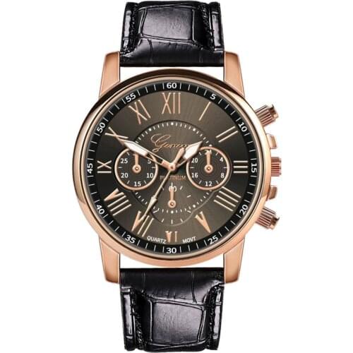 Geneva Watches Men Sports Watches 3 Decorative Dial Leather Band Quartz Wristwatches Fashion Casual Men Watches mannen horloge