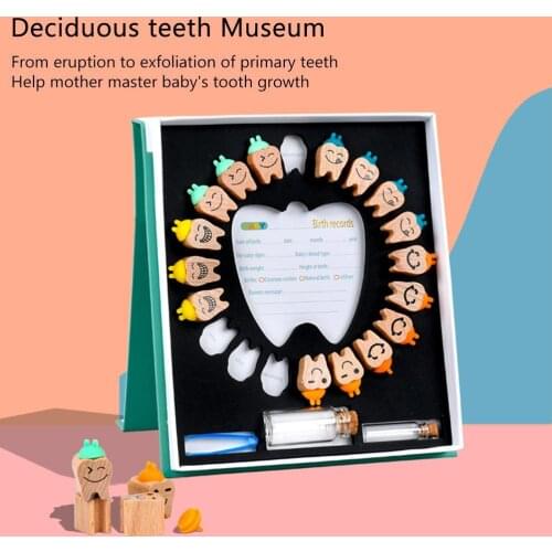 Wooden Baby Tooth Box Milk Teeth Organizer Storage Collection Boy Girl Souvenir Case Infant Kid Cute Gifts For Children Keepsake