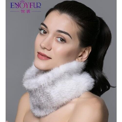 ENJOYFUR women fur scarf for winter real mink fur ring knitted warm scarves new fashion fur collar high quality fur scarf