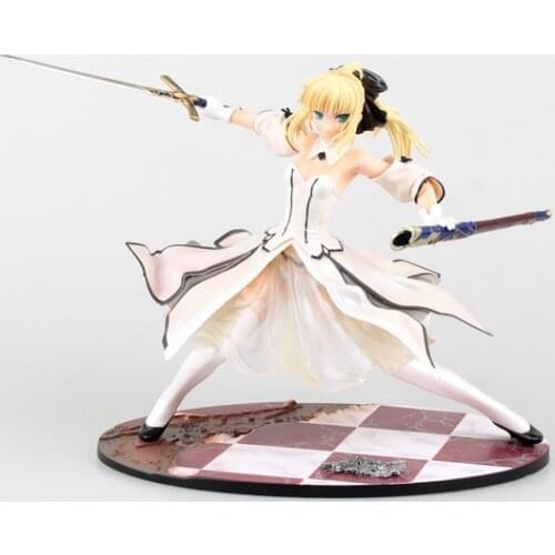 Fate stay night White 21cm Japanese anime figure Saber Lily The sword of gold victory PVC Action Figure Model Dolls Toys